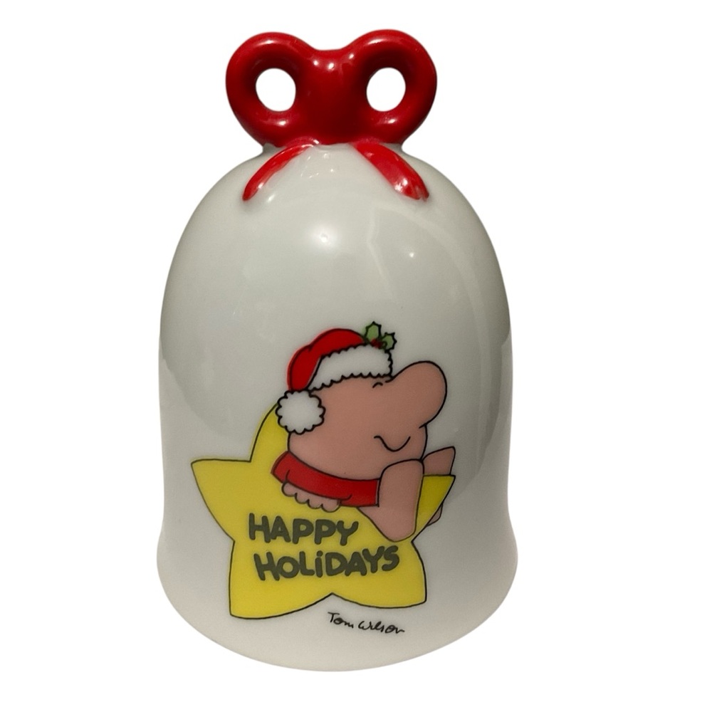 ZIGGY Fine Ceramic Bell Happy Holidays 1980 Tom Wilson Decorative Christmas